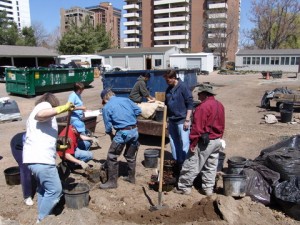 Colorado Water Garden Society volunteers helping with spring installation.