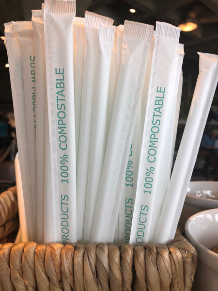 100% compostable straws at the Gardens