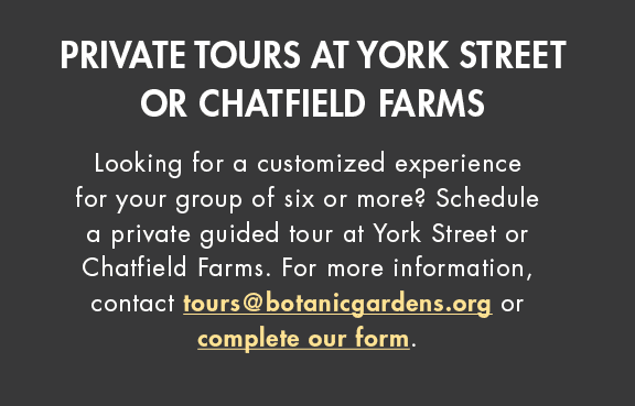 PRIVATE TOURS AT YORK STREET OR CHATFIELD FARMS Looking for a customized experience for your group of six or more? Sc...