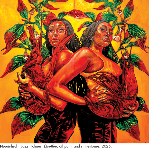 Nourished | Jazz Holmes, touff e, oil paint and rhinestones, 2025.