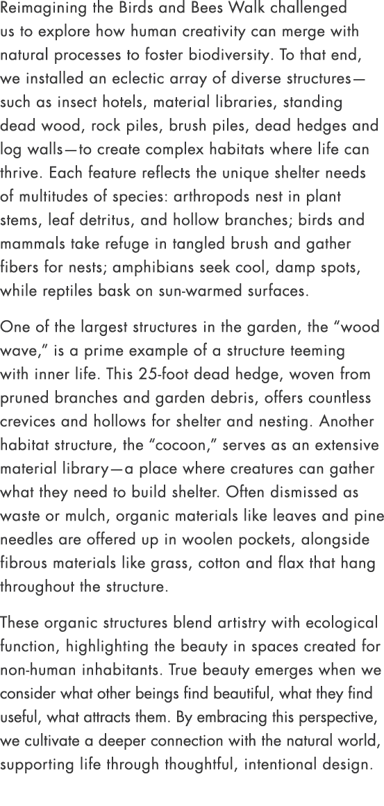 Reimagining the Birds and Bees Walk challenged us to explore how human creativity can merge with natural processes to...