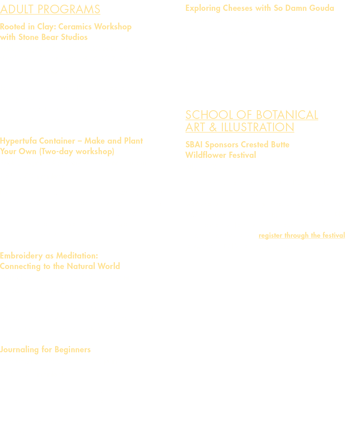 Adult Programs Rooted in Clay: Ceramics Workshop with Stone Bear Studios Friday, April 25, 9:30 11:30 a.m. or Wed, Ma...