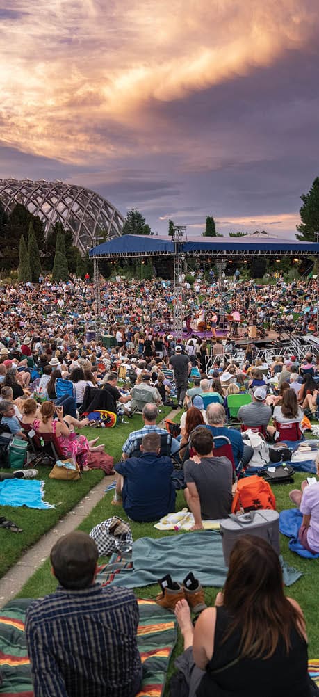 A large crowd of people is sitting on blankets in a field, watching a concert. AI generated content