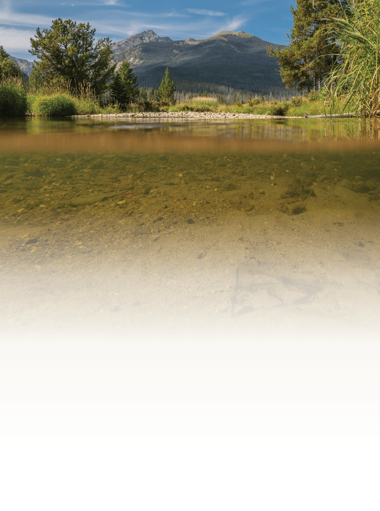 A body of water with a mountain in the background. AI generated content