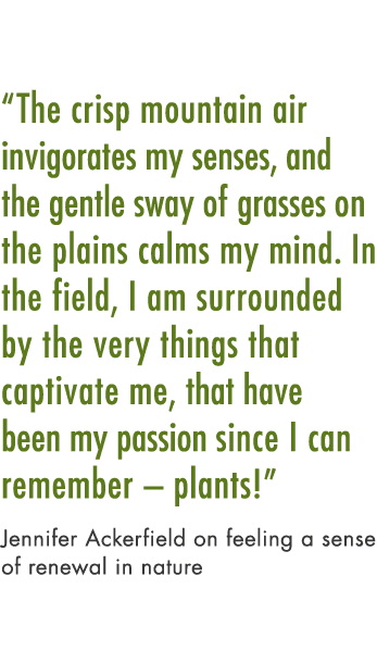 “The crisp mountain air invigorates my senses, and the gentle sway of grasses on the plains calms my mind. In the fie...