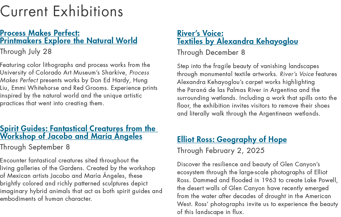 Current Exhibitions Process Makes Perfect: Printmakers Explore the Natural World Through July 28 Featuring color lith...