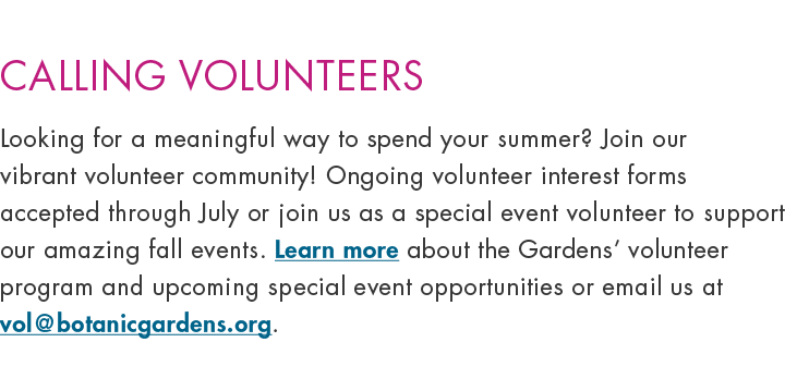 CALLING VOLUNTEERS Looking for a meaningful way to spend your summer? Join our vibrant volunteer community! Ongoing v...