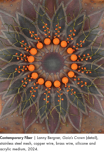 Contemporary Fiber | Lanny Bergner, Gaia’s Crown (detail), stainless steel mesh, copper wire, brass wire, silicone an...