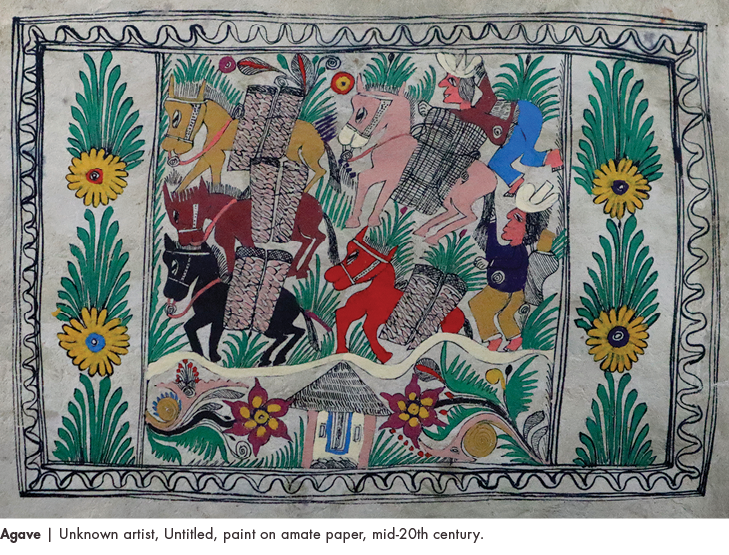 Agave | Unknown artist, Untitled, paint on amate paper, mid 20th century.