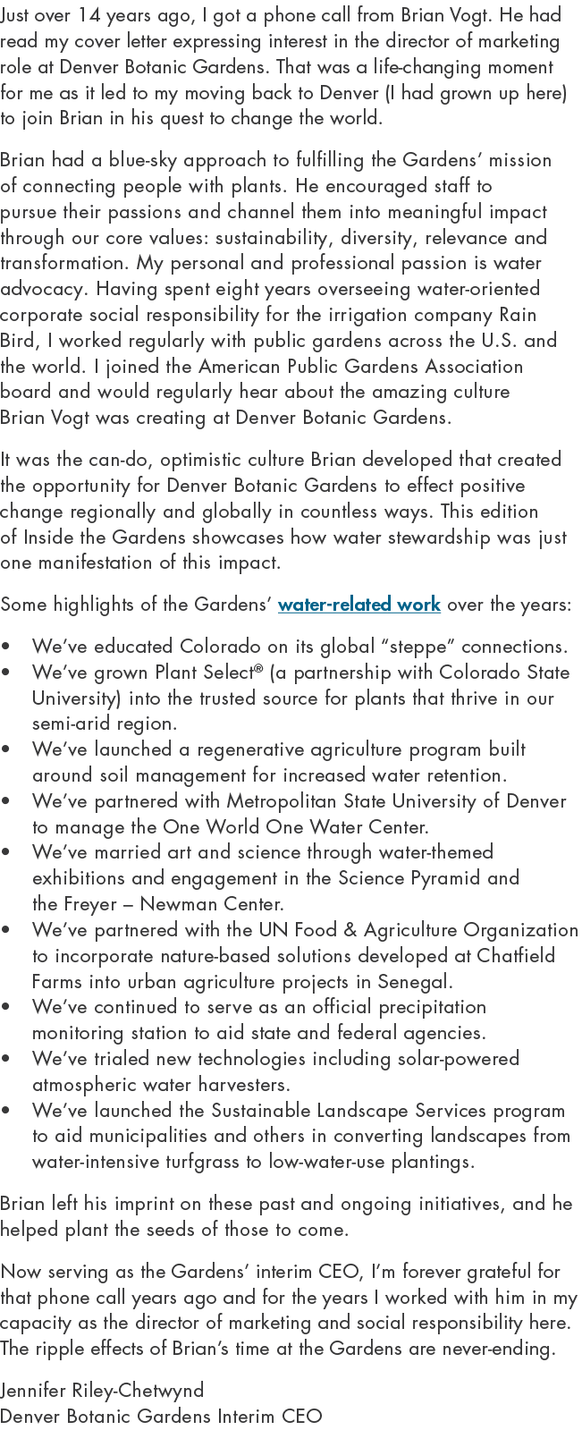 Just over 14 years ago, I got a phone call from Brian Vogt. He had read my cover letter expressing interest in the di...