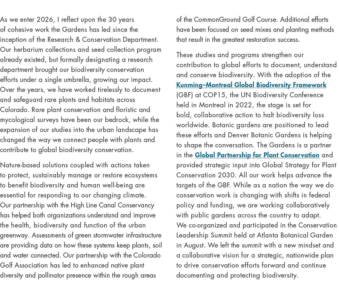 As we enter 2026, I reflect upon the 30 years of cohesive work the Gardens has led since the inception of the Researc...