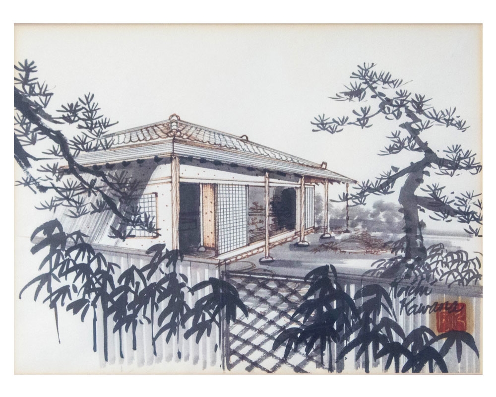 Koichi Kawana, Japanese Teahouse, ink, ca. 1965. Koichi Kawana, Japanese Teahouse, ink, ca. 1965.