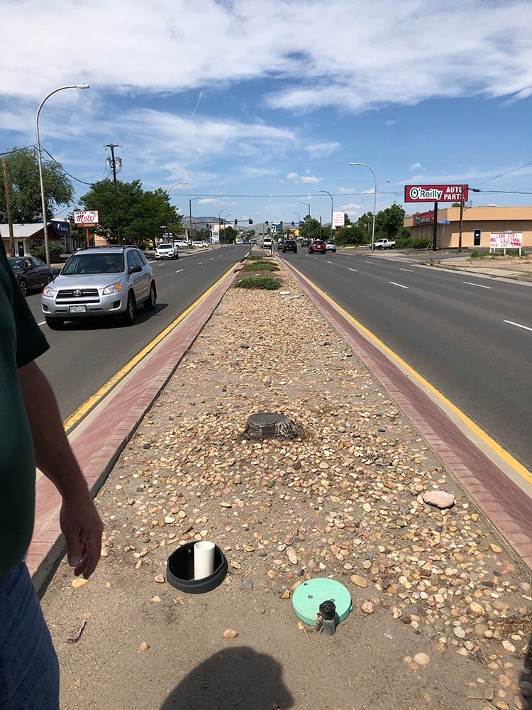 Lakewood Colfax median, BEFORE, 2018 Lakewood Colfax median, BEFORE, 2018