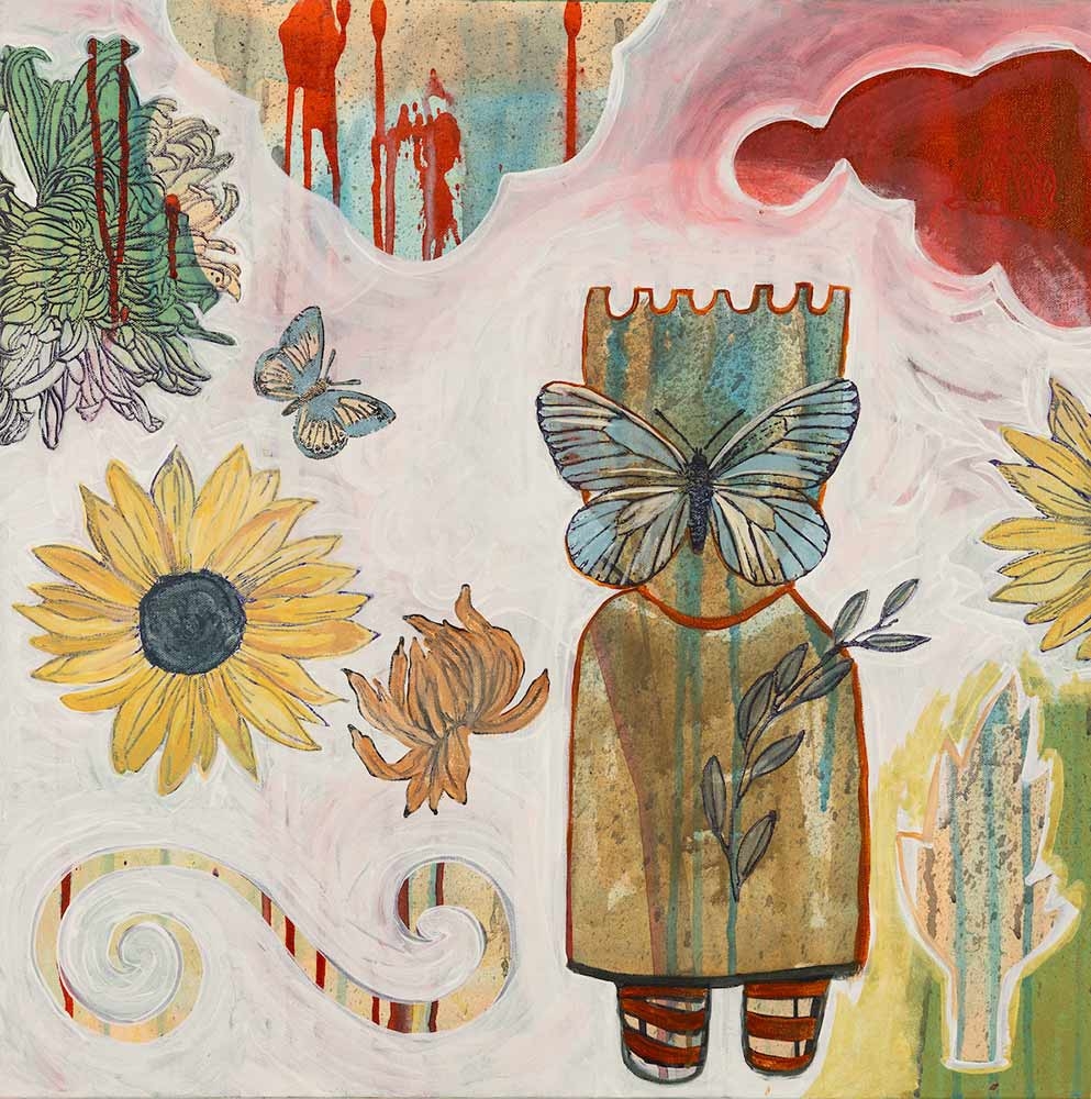 Melanie Yazzie, “He is With Us,” acrylic and mixed media, 2022. Melanie Yazzie, “He is With Us,” acrylic and mixed media, 2022.