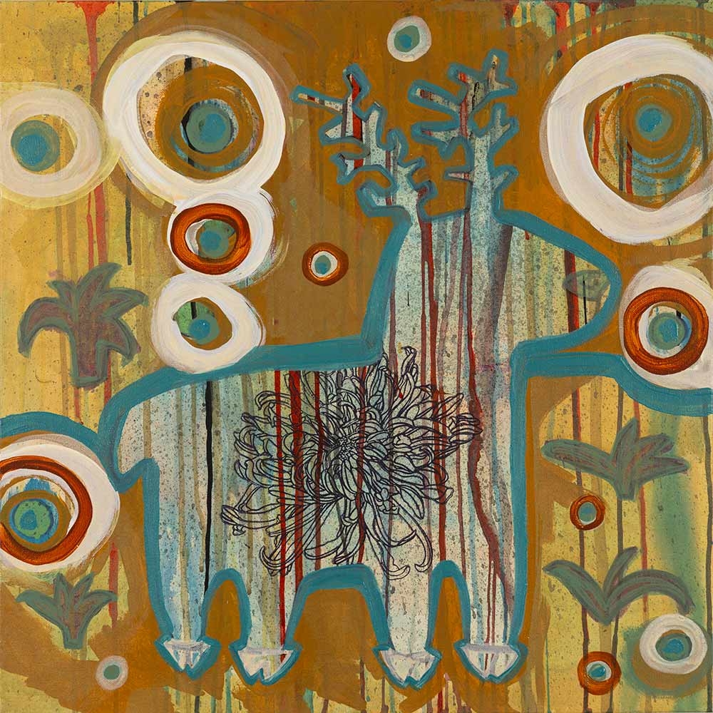 Melanie Yazzie, “In Estes Park,” acrylic and mixed media, 2022. Melanie Yazzie, “In Estes Park,” acrylic and mixed media, 2022.