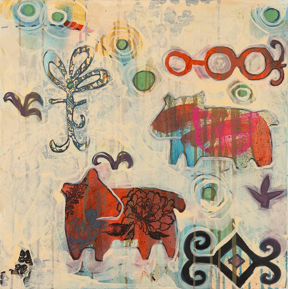 Melanie Yazzie, “Two Sisters,” acrylic and mixed media, 2022. Melanie Yazzie, “Two Sisters,” acrylic and mixed media, 2022.