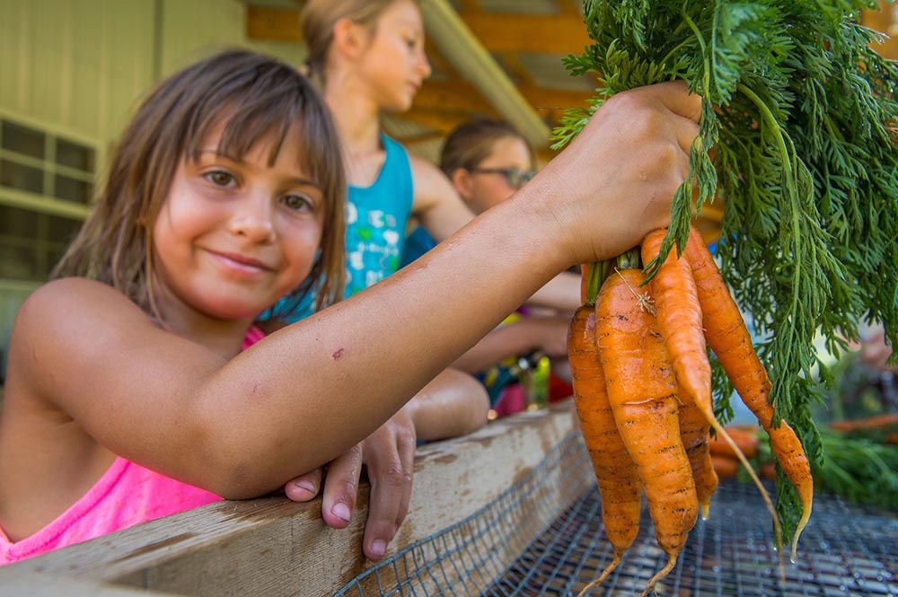 girl holding carrots