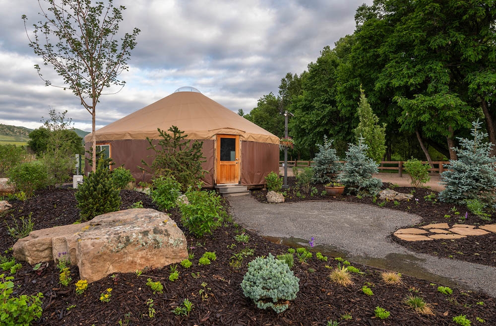 yurt on cloudy day