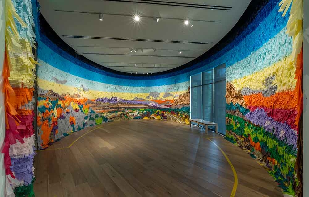 Justin Favela, “Vistas in Color,” tissue paper and cardboard, 2023. Justin Favela, “Vistas in Color,” tissue paper and cardboard, 2023.