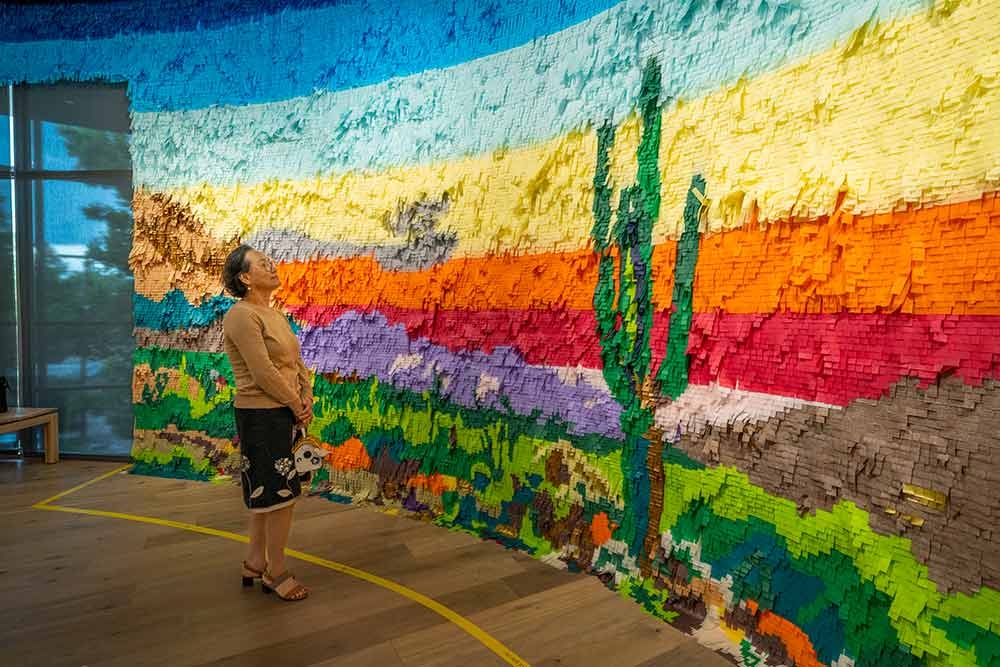 Justin Favela, “Vistas in Color,” tissue paper and cardboard, 2023. Justin Favela, “Vistas in Color,” tissue paper and cardboard, 2023.