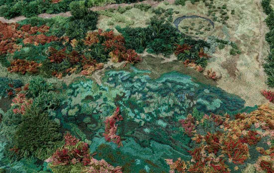 Alexandra Kehayoglou, "Paraná de las Palmas River" (detail), textile wool, 2021. Alexandra Kehayoglou, "Paraná de las Palmas River" (detail), textile wool, 2021.