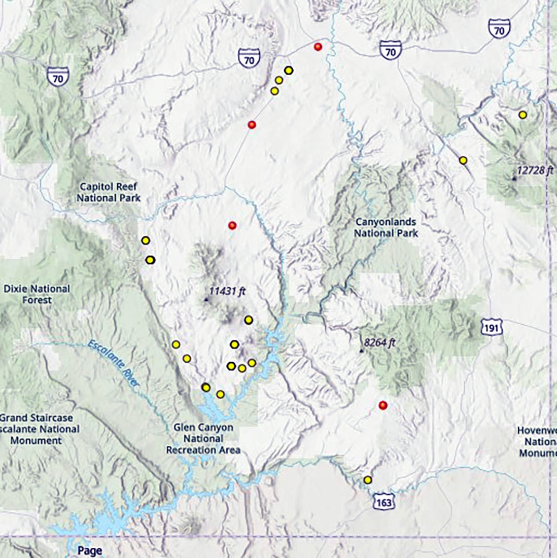 Map of collections visible on tablet