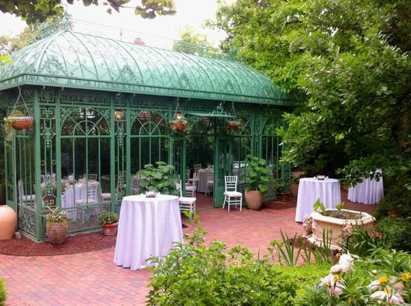 Tables set up outside of the solarium