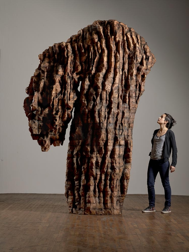 Ursula von Rydingsvard, For Natasha, cedar and graphite, 2015, 115 x 79 x 42 inches. Artwork © Ursula von Rydingsvard. Photograph by Bodycomb, courtesy of Ursula von Rydingsvard and Galerie Lelong & Co., New York. Ursula von Rydingsvard, For Natasha, cedar and graphite, 2015, 115 x 79 x 42 inches. Artwork © Ursula von Rydingsvard. Photograph by Bodycomb, courtesy of Ursula von Rydingsvard and Galerie Lelong & Co., New York.