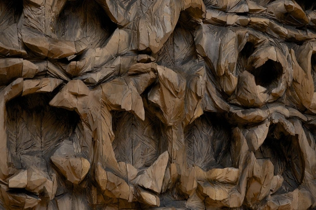 Ursula von Rydingsvard, thread terror (detail), cedar and graphite, 2016, 106 x 101 x 13 inches. Artwork © Ursula von Rydingsvard. Photograph by Jerry L. Thompson, courtesy of Ursula von Rydingsvard and Galerie Lelong & Co., New York. Ursula von Rydingsvard, thread terror (detail), cedar and graphite, 2016, 106 x 101 x 13 inches. Artwork © Ursula von Rydingsvard. Photograph by Jerry L. Thompson, courtesy of Ursula von Rydingsvard and Galerie Lelong & Co., New York.