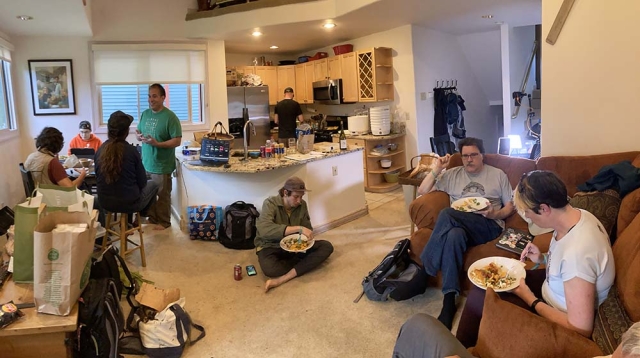 Group eating nachos