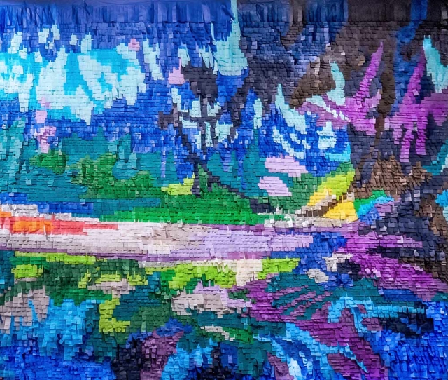 Justin Favela “Recuérdame” (detail), paper and glue, installation at Sugar Hill Children’s Museum of Art and Storytelling, 2018. Photo: Michal Palma Cir. Justin Favela “Recuérdame” (detail), paper and glue, installation at Sugar Hill Children’s Museum of Art and Storytelling, 2018. Photo: Michal Palma Cir.