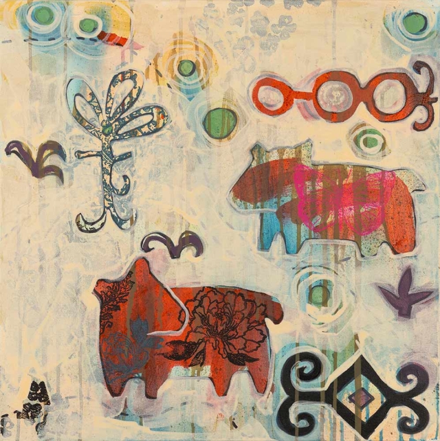 Melanie Yazzie, “Two Sisters,” acrylic and mixed media, 2022. Melanie Yazzie, “Two Sisters,” acrylic and mixed media, 2022.