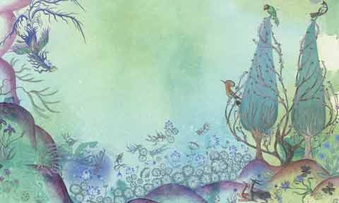 Aisha Imdad, "The Gardens of Eternity: Bagh-i-Wah Series I," watercolor and gouache, 2022. 