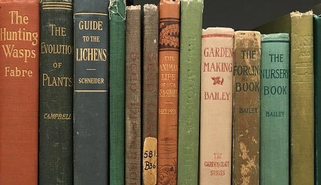 Old books sitting on a bookshelf