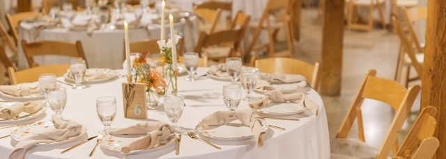 Tables set up for a wedding reception