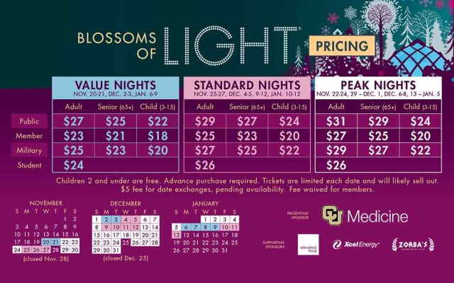 2024 Blossoms of Light pricing 