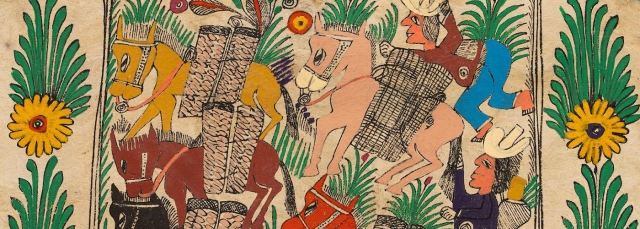 Unknown artist, Untitled, paint on amate paper, mid-20th century.  